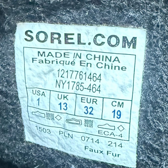 Sorel Kids Waterproof Insulated Winter Snow Boots – Navy/Red – Size 1 - Picture 6 of 6